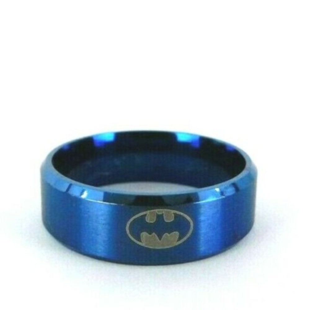 Batman Fashion Ring Stainless Blue 4 Sided Logo New Superhero